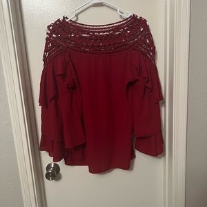 Red Ruffle Blouse